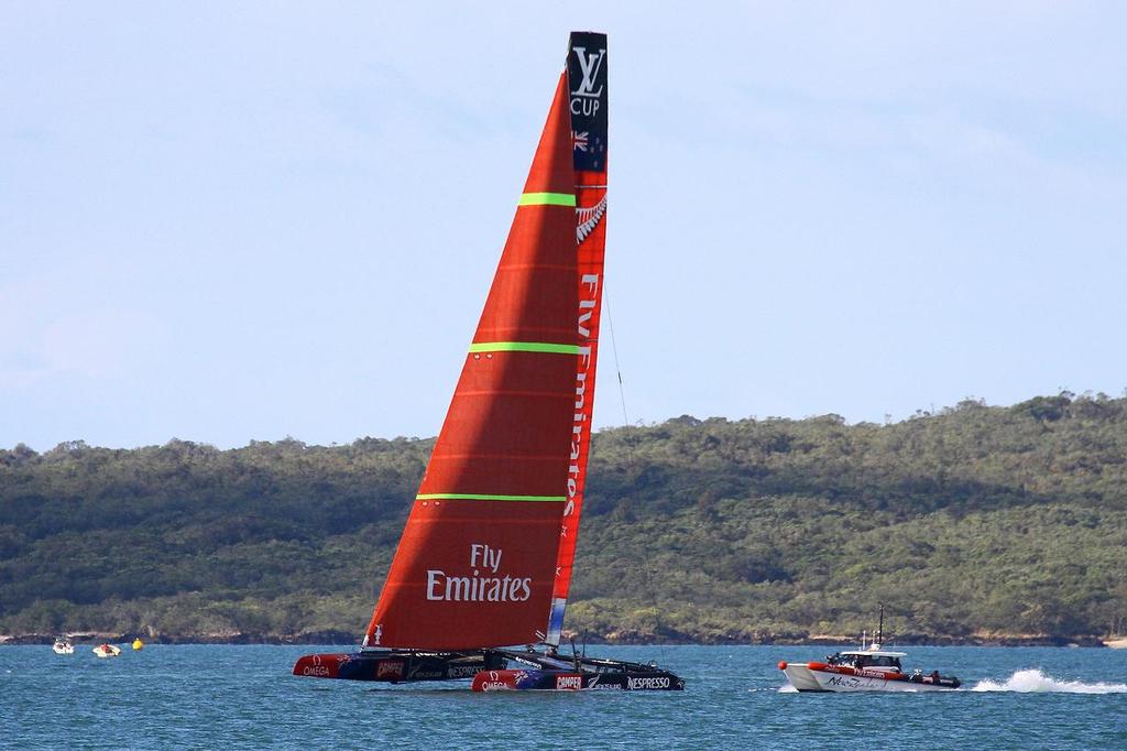 Coming in with full gennaker - Emirates Team NZ - March 2013 © Richard Gladwell www.photosport.co.nz